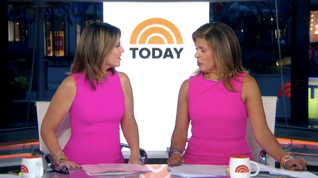 The duo looked back on one fun moment when they twinned in pink. (TODAY)