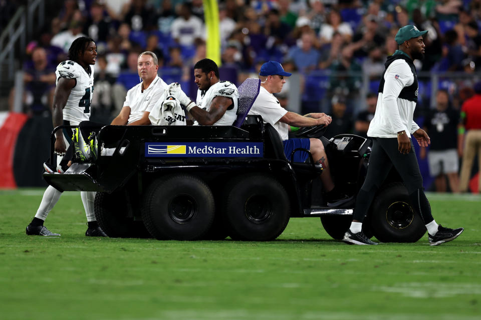 Shaun Bradley went down in the third quarter of the Eagles’ preseason opener on Saturday.