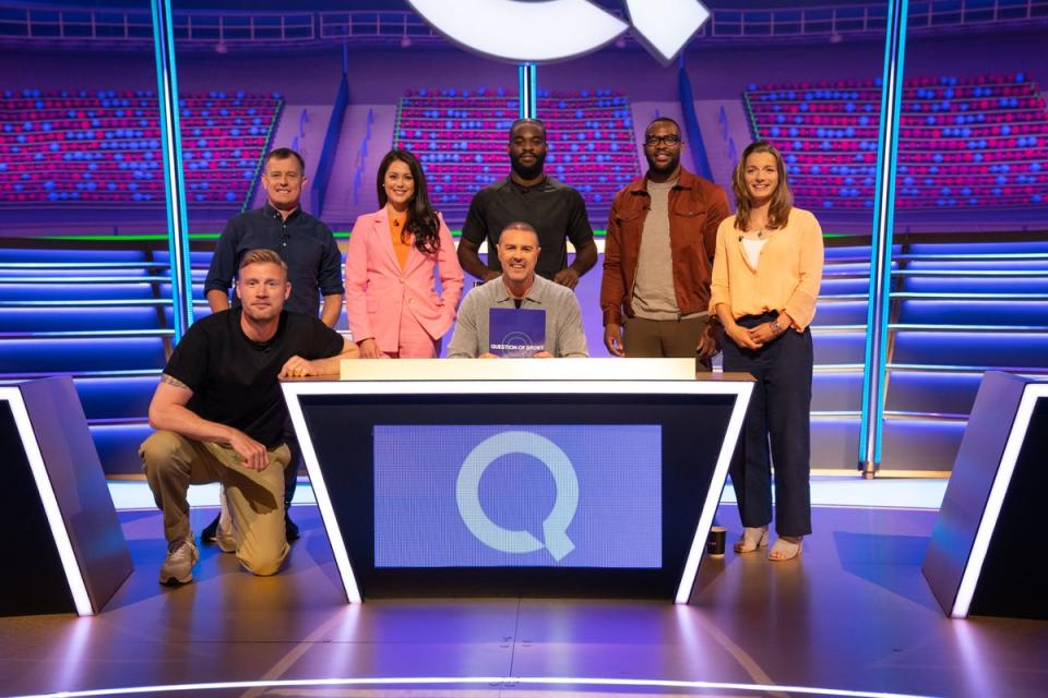 A recent edition of the show with (left to right) Andrew Flintoff, John McGuiness, Sam Quek, Paddy McGuinness, Joshua Buatsi, Ugo Monye and Hannah Brown (BBC)