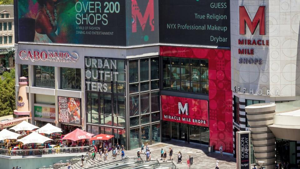 About half the shops at the Miracle Mile in Las Vegas have reopened.