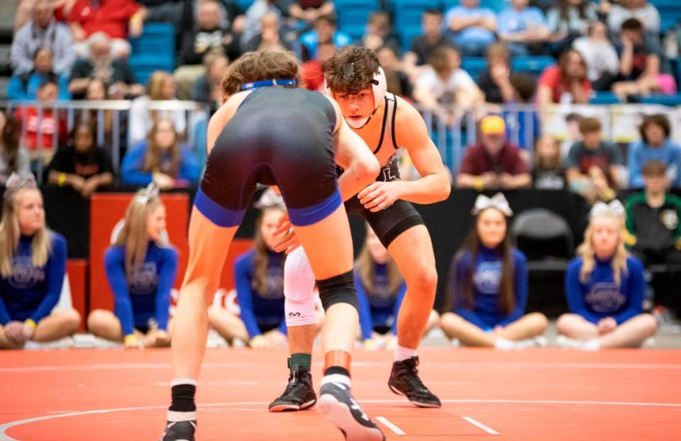Newton junior Nick Treaster won a 4-1 decision over Goddard’s Levi Glover in the 113-pound finals last weekend at the Class 5A state tournament.