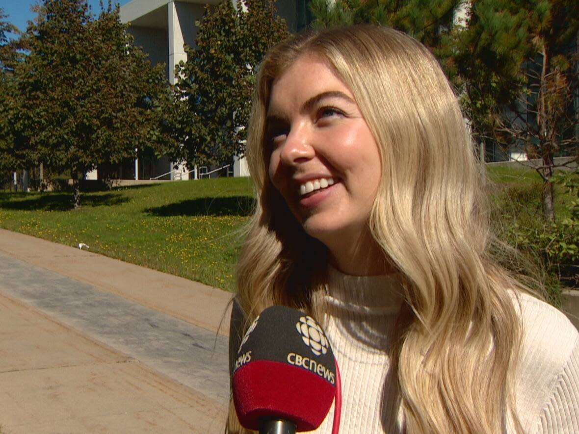 After attending university outside of New Brunswick, first-year medical school student Kiera Dolan, from Rothesay, said she understands why so many students end up staying where they study.   (Roger Cosman/CBC - image credit)