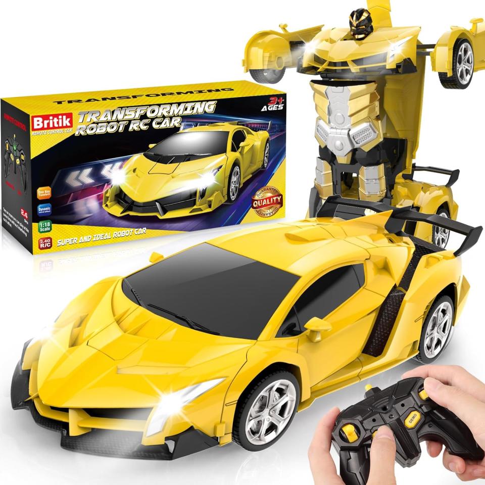 yellow transforming robot car
