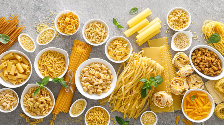 Several different kinds of pasta