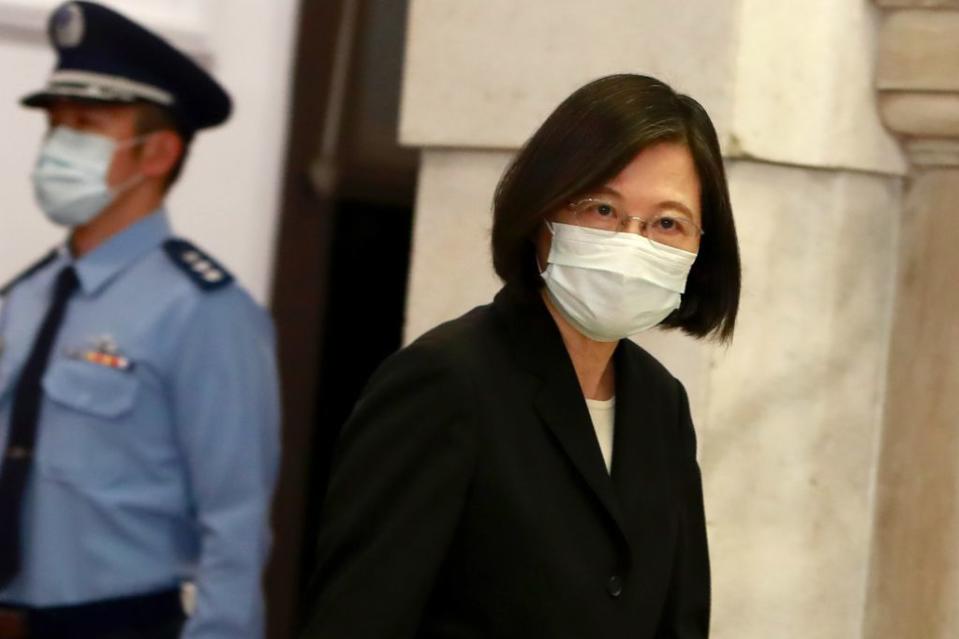 Taiwan President Tsai Ing-wen speaks at the presidential office following a surge of domestic COVID-19 cases in Taipei, Taiwan, on 13 May 2021.<span class="copyright">Ceng Shou Yi–NurPhoto/Getty Images</span>