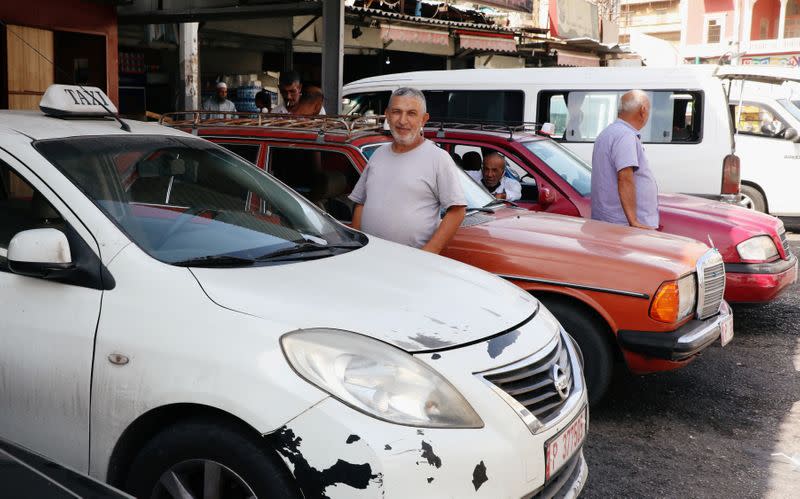 Taxi drivers wait for passengers in Beirut