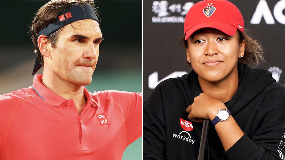 Roger Federer and Naomi Osaka, pictured here at the French Open.