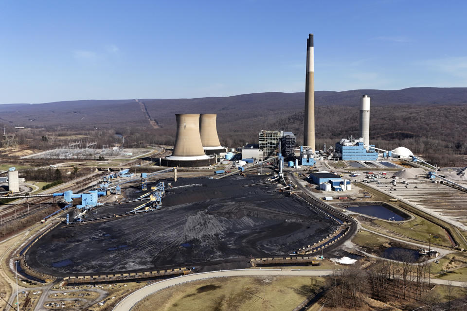 This is the Conemaugh Generating Station in New Florence, Pa., Wednesday, March 13, 2024. Pennsylvania Gov. Josh Shapiro unveiled a plan to fight climate change Wednesday, saying he will back legislation to make power owners in Pennysylvania pay for their planet-warming greenhouse gas emissions and require utilities in the nation's third-largest power-producer to buy more electricity from renewable sources. (AP Photo/Gene J. Puskar)