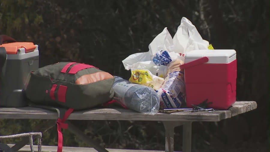 All food should be stored inside vehicles when camping overnight to prevent bears or wildlife from foraging, Silverwood Lake park officials said. (KTLA)