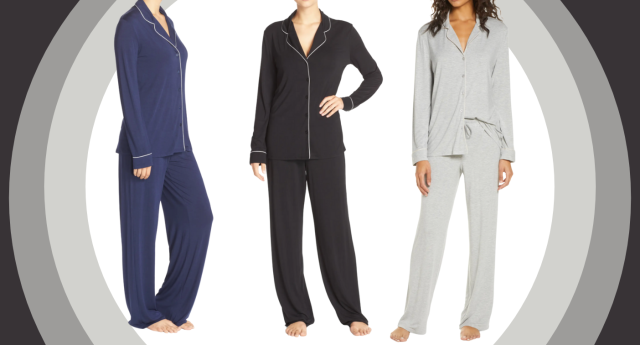Silk Classic Long Pajama Set with Contrast Piping (Clearance)