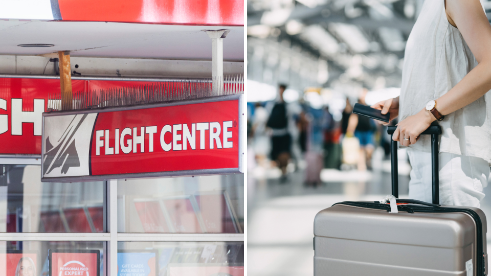 Flight Centre and travel at airport signs