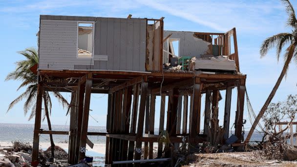 PHOTO: A destroyed home is seen in the wake of Hurricane Ian, Oct. 3, 2022, in Fort Myers Beach, Fla.  (Joe Raedle/Getty Images)