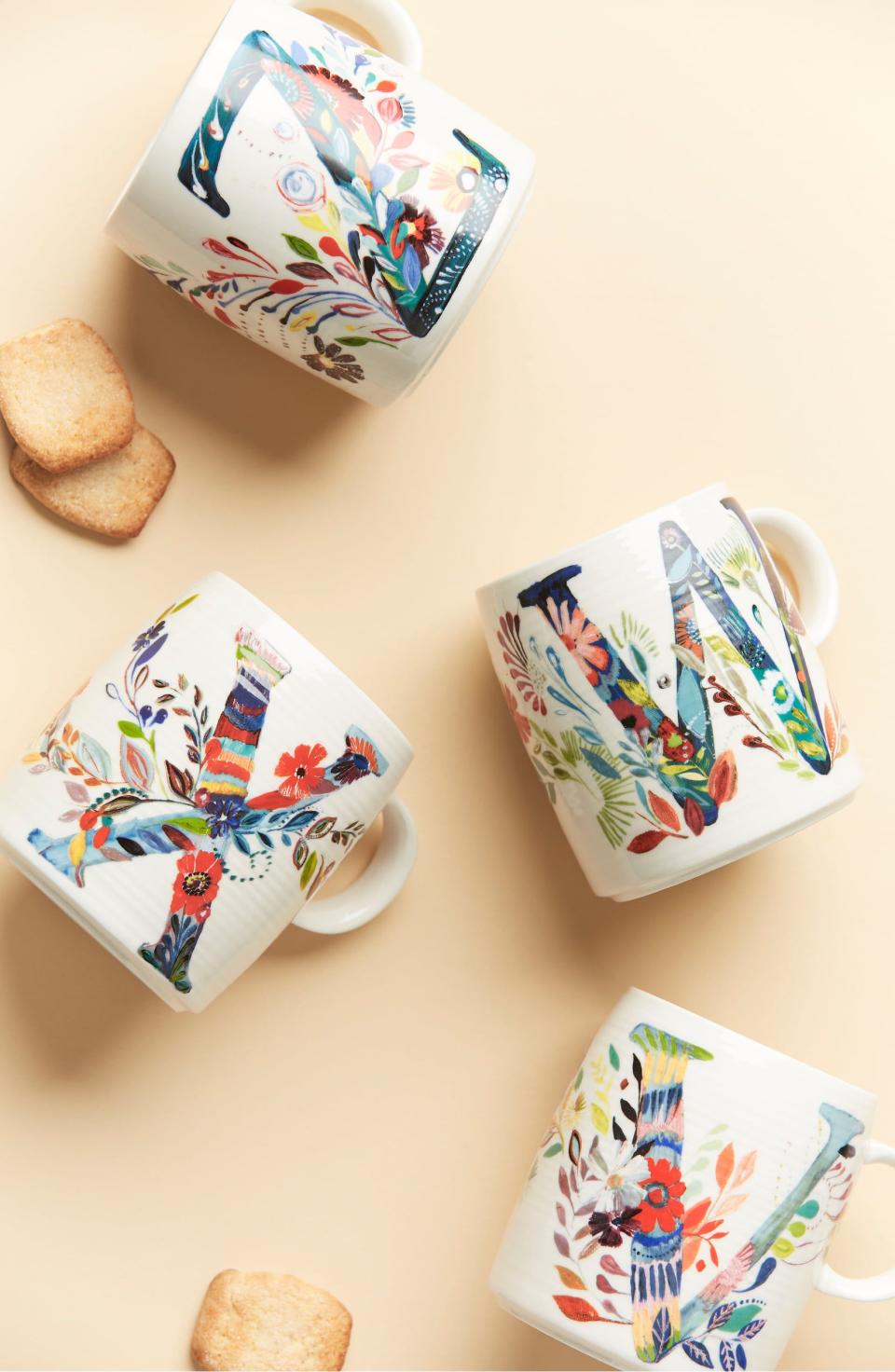 Anthropologie Petal Palette Monogram Mug