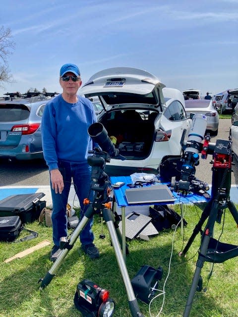 Don Spong and his telescopes at the April 8 total solar eclipse in Indianapolis.