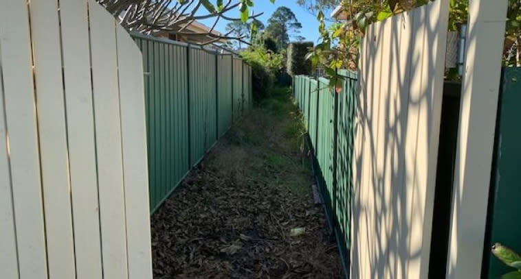 Lot F Bonville Street at Coffs Harbour is pictured. It's only two metres wide.