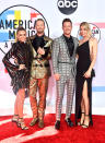 <p>Brittney Marie Cole, Brian Kelley, Tyler Hubbard, and Hayley Stommel attend the 2018 American Music Awards at Microsoft Theater on Oct. 9, 2018, in Los Angeles. (Photo: Frazer Harrison/Getty Images) </p>