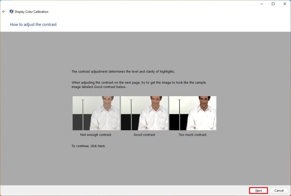 Contrast calibration setting