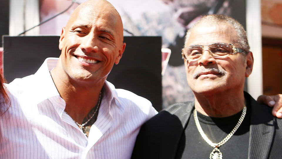 Dwayne 'The Rock' Johnson, pictured here with father Rocky in 2015. 
