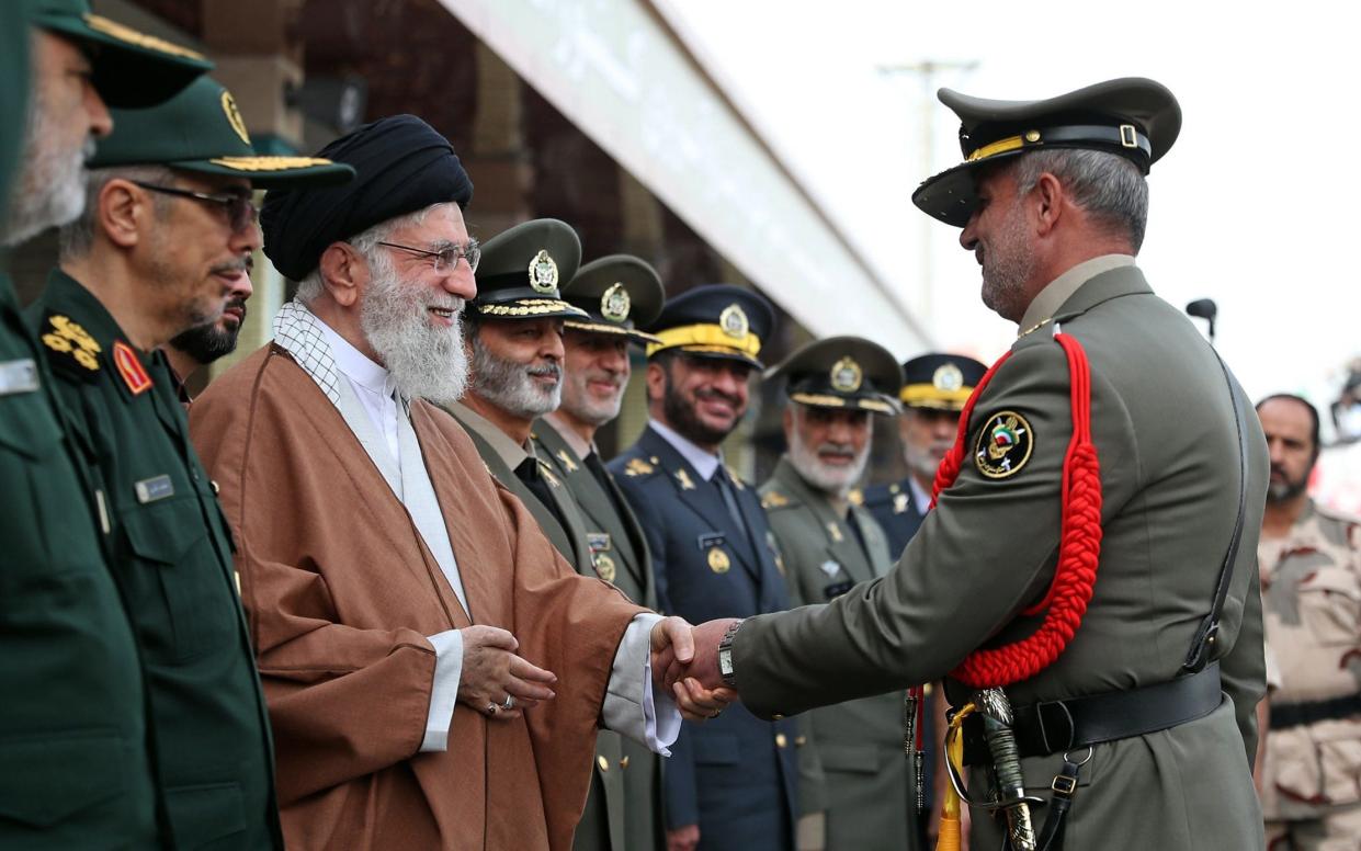 Iran's Supreme Leader Ayatollah Ali Khamenei during the graduation of military cadets in Tehran urged Iraqis and Lebanese to seek their demands within the framework of the law after waves of protests rocked the two countries. - AFP