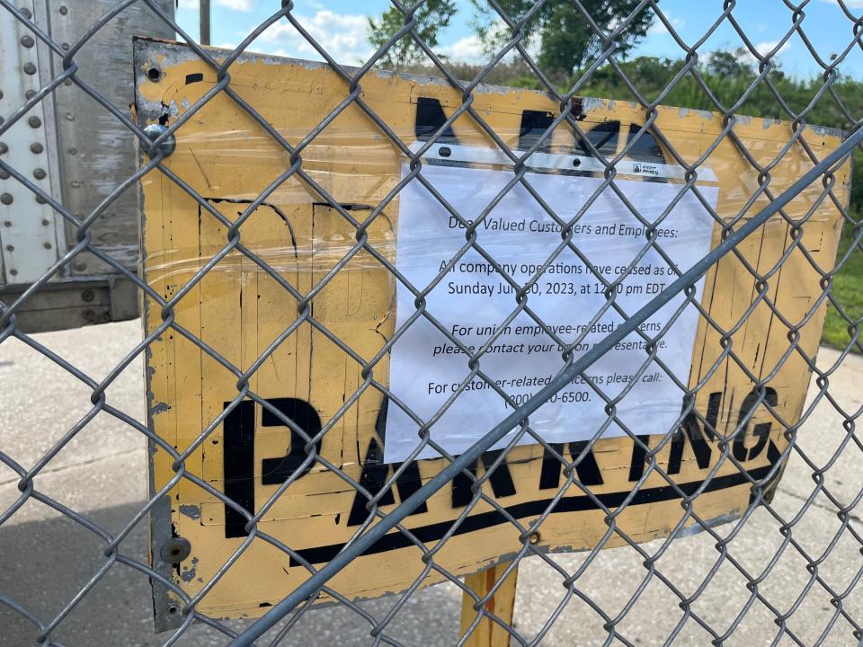 A sign posted outside the Yellow Corp. facility in Richfield on Sunday, July 30, 2023.