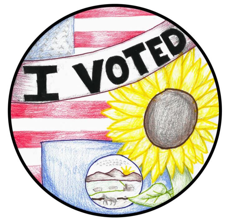 Yamilet Salazar's design won the first-ever Sedgwick County "I Voted" sticker contest. (Courtesy Sedgwick County)