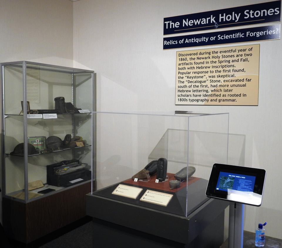 The Newark Holy Stones are one of the most famous artifacts in the Johnson-Humrickhouse Museum. Remodeling in 2020 saw an update to the display, including an iPad kiosk with information on the controversial items.