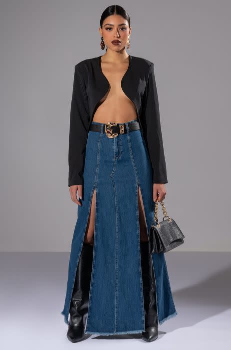 Long Denim Skirt Review - 90's Craze - Jennysgou