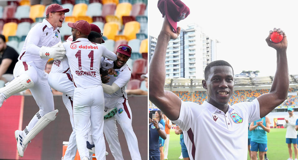 Shamar Joseph's seven second innings wickets saw the West Indies clinch a remarkable win over Australia in the second Test at the Gabba. Pic: Getty