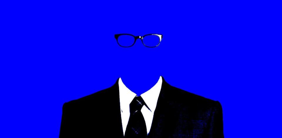 man with blue background