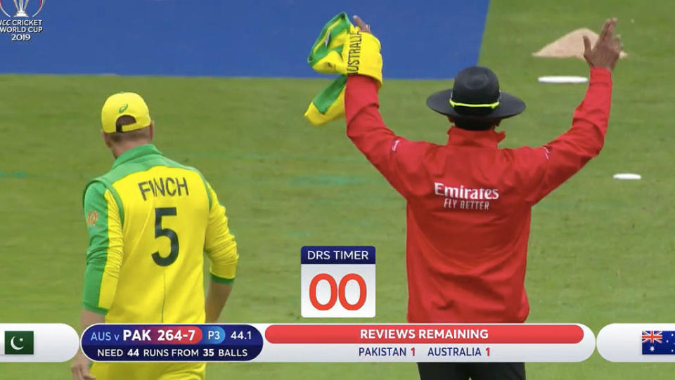 Aaron Finch left his to the last second. Pic: ICC