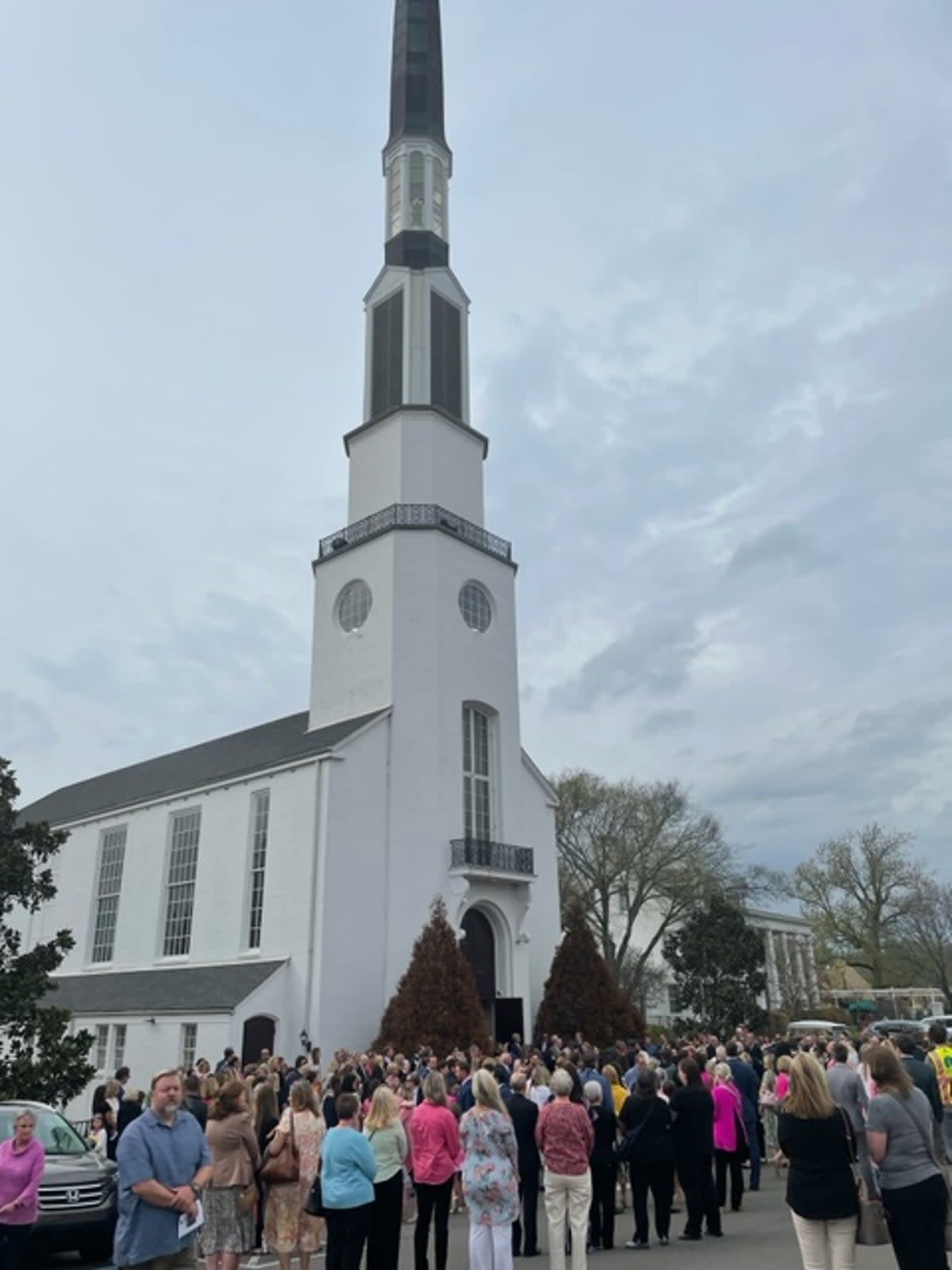 An estimated 1,500 gathered to remember the nine-year-old at Woodmont Christian Church, just down the street from the school where she was fatally shot on Monday (Sheila Flynn)