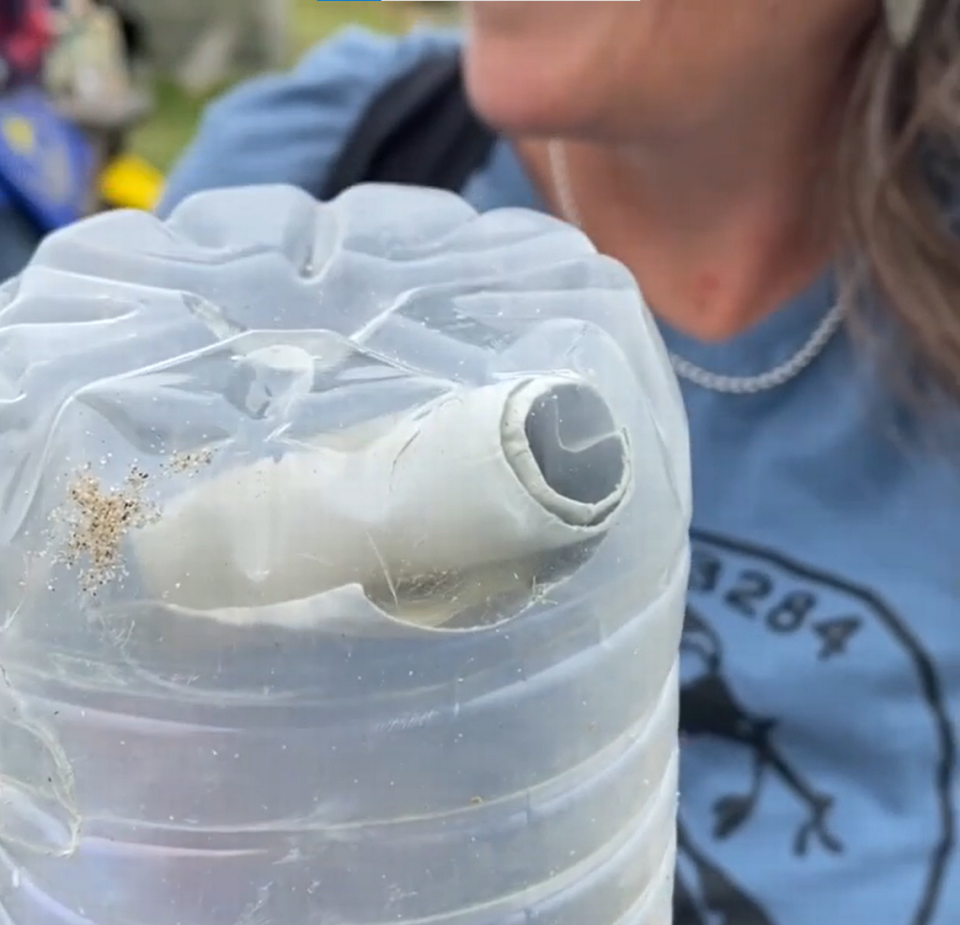 The plastic bottle had a curled up piece of paper inside.