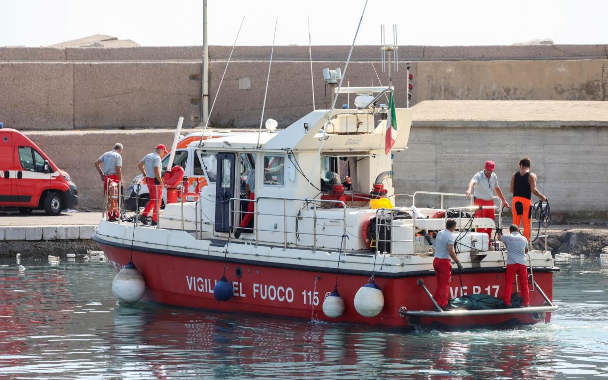 Italian firefighters at the scene