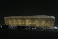 A general view of the Lusail Stadium in Lusail, Qatar, Friday, Oct. 21, 2022. Qatar has built eight stadiums for this World Cup and created an entire new city of Lusail where the final will be held. (AP Photo/Hussein Sayed)