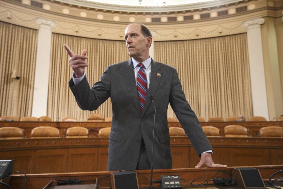 House Ways and Means Committee Chairman Rep. Dave Camp, R-Mich., speaks to reporters on Capitol Hill in Washington, Wednesday, April 9, 2014, after his panel voted to refer former Internal Revenue Service official Lois Lerner to the Justice Department for possible criminal prosecution in the agency's tea party controversy. Committee investigators say they have uncovered evidence that Lois Lerner may have violated the constitutional rights of conservative groups, misled investigators and risked exposing confidential taxpayer information. (AP Photo/J. Scott Applewhite)