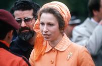 <p>For an event in Hyde Park in May 1979, Princess Anne opted for a pair of bejeweled gold earrings and a seahorse brooch. <br></p>