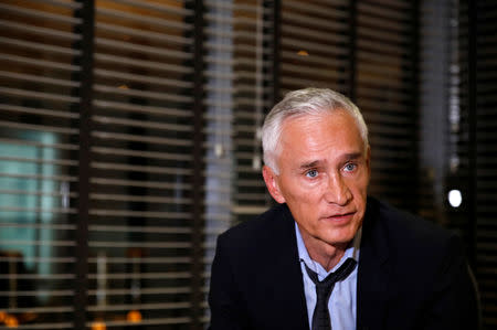 Jorge Ramos, anchor of Spanish-language U.S. television network Univision, talks to the media, after he and his team were released, in Caracas, Venezuela February 25, 2019. REUTERS/Carlos Garcia Rawlins