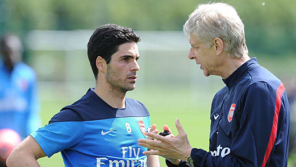 Mikel Arteta and Arsene Wenger