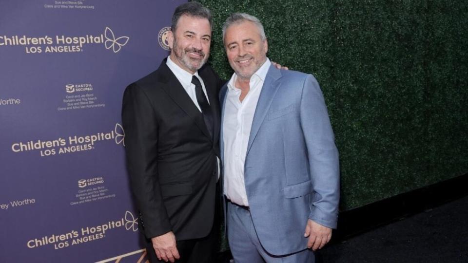 Jimmy Kimmel and Matt LeBlanc attend the 2022 Children’s Hospital Los Angeles Gala at the Barker Hangar on October 08, 2022 in Santa Monica, California.