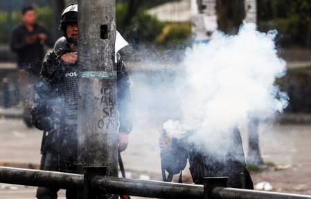 Protests against Ecuador President Lenin Moreno's austerity measures, in Quito