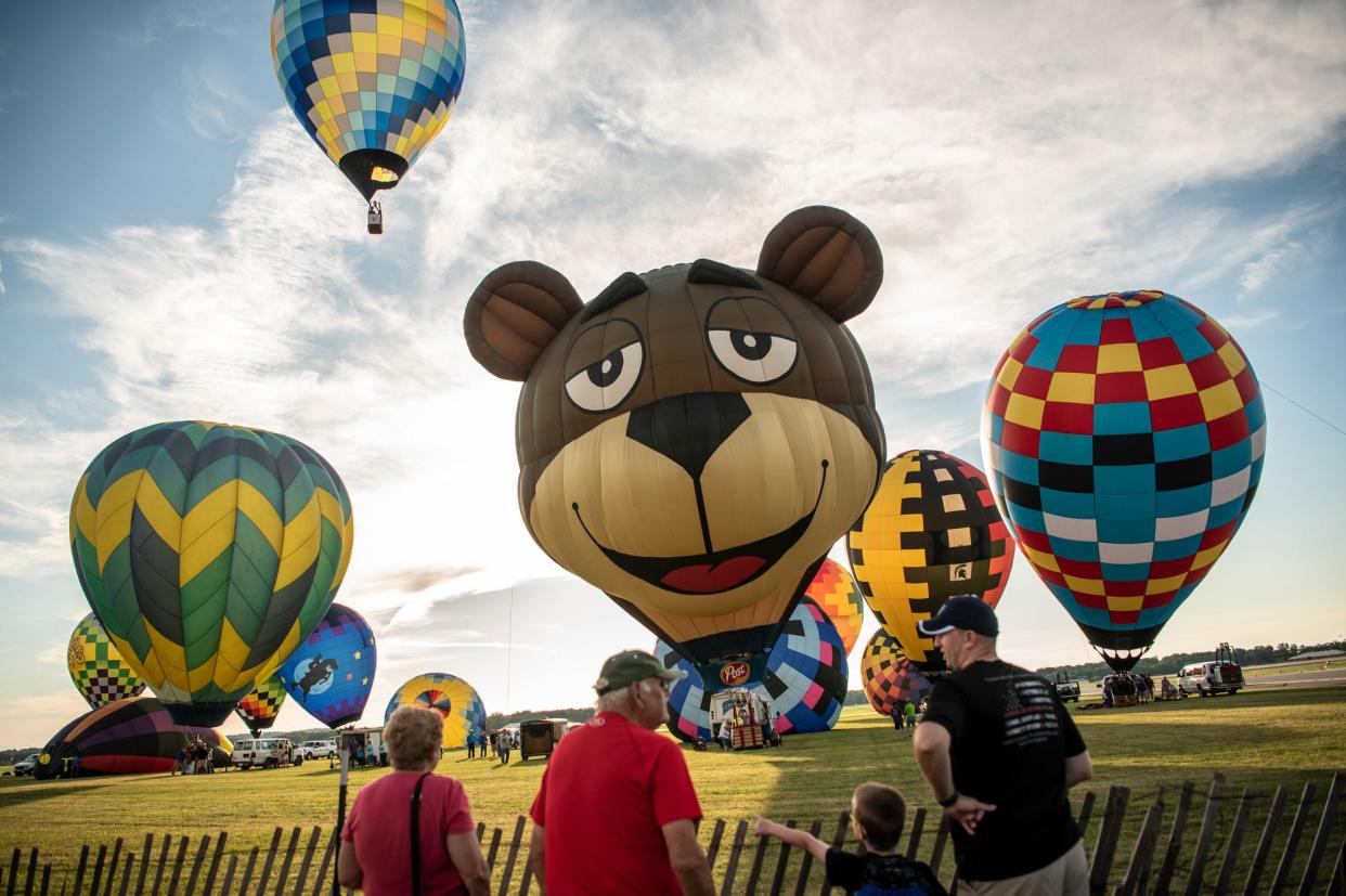 Hot air balloons take flight on the first day of Battle Creek's Field of Flight Air Show & Balloon Festival on Wednesday, June 30, 2021.