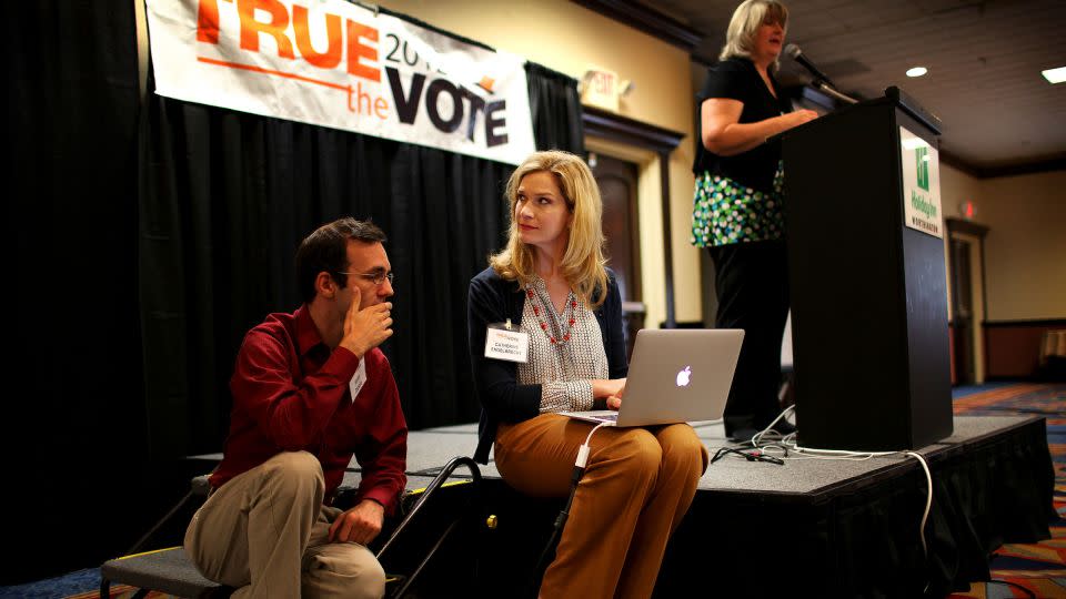 Catherine Engelbrecht, center, leader of True the Vote, a national group focused on voter fraud, in Worthington, Ohio, in 2012. - Michael F. McElroy/The New York Times/Redux