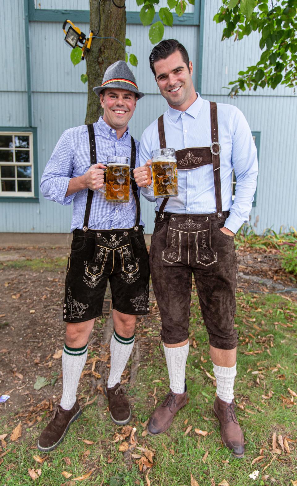 In this file photo, Drew (left) and Trevor Marticke of Mequon wore their lederhosen to celebrate the 25th annual Germantown Hunsrucker Oktoberfest at Dheinsville Historic Park on Saturday, Sept. 28, 2019.