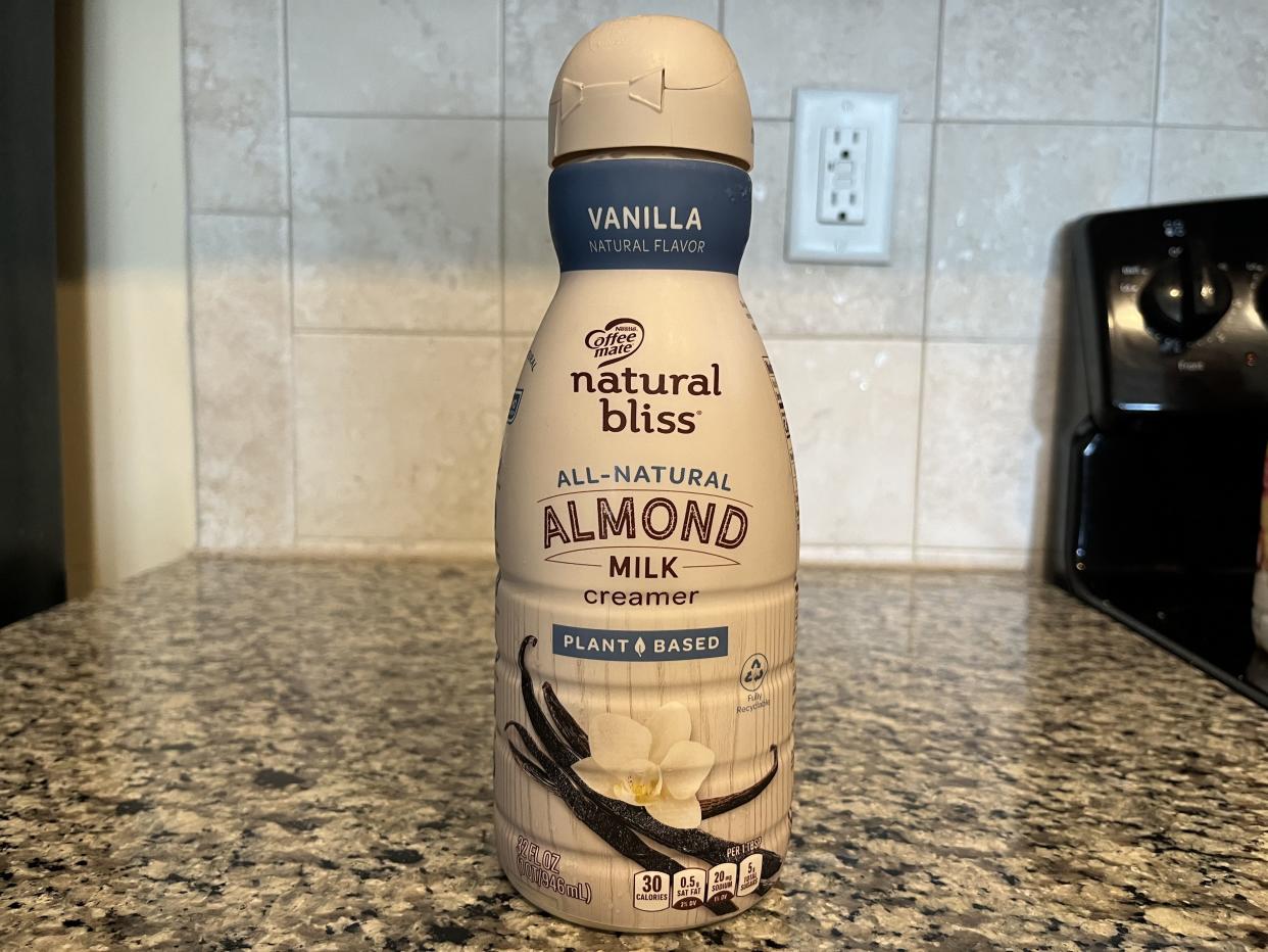 bottle of natural bliss almond milk coffee creamer