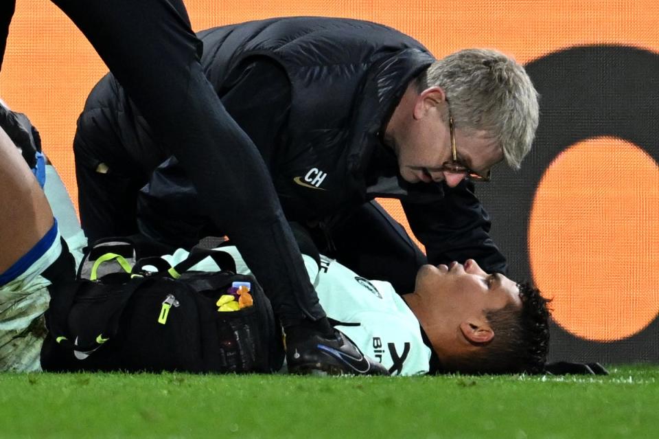 Thiago Silva picked up a groin injury on Monday night (Chelsea FC via Getty Images)