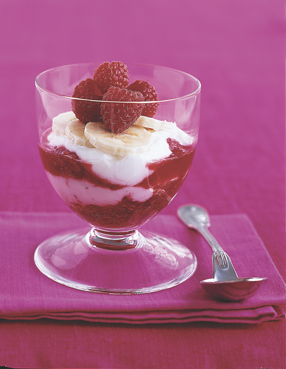 <p>Frozen raspberries blended with a little sugar creates a sweet purée to pair with vanilla yogurt and fresh fruit.</p><p><a href="https://www.goodhousekeeping.com/food-recipes/a3444/banana-berry-parfait/" rel="nofollow noopener" target="_blank" data-ylk="slk:Get the recipe for Banana-Berry Parfait »;elm:context_link;itc:0;sec:content-canvas" class="link "><em>Get the recipe for Banana-Berry Parfait »</em> </a></p>