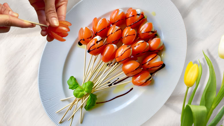 Bouquet of Caprese salad tulips