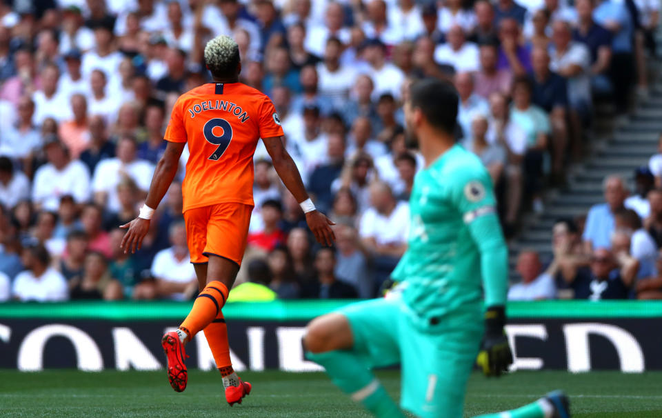 Joelinton of Newcastle United celebrates scoring his teams first goal. (Credit: Getty Images)