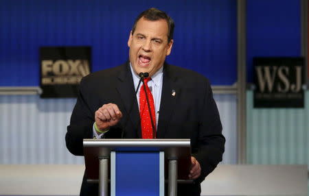 Republican U.S. presidential candidate and New Jersey Governor Chris Christie speaks during a forum for lower polling candidates held by Fox Business Network before the 2016 U.S. Republican presidential candidates debate in Milwaukee, Wisconsin, U.S. November 10, 2015. REUTERS/Jim Young/File Photo