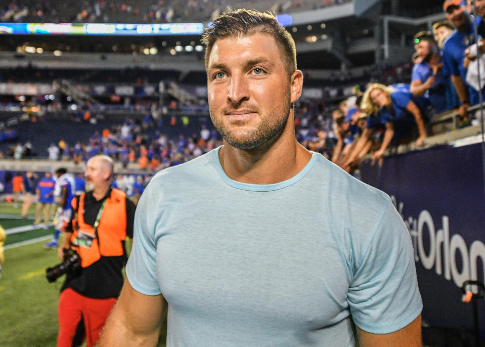 The plaintiff in a case accusing Tim Tebow's trainer of dispensing PEDs is expected to call up him as a witness. (Getty)